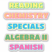 Aesthetic Drop Shadow School Subject Stickers (Voorkant)