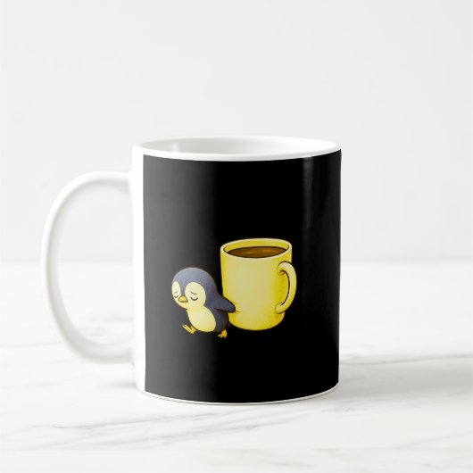 Aesthetic Exhausted Penguin • Oversized Coffee Cup Koffiemok (Links)