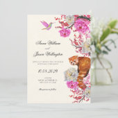 Aesthetic flora fauna spring wedding kaart (Staand voorkant)