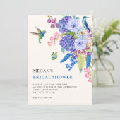 Aesthetic floral bird elegant bridal shower kaart (Staand voorkant)