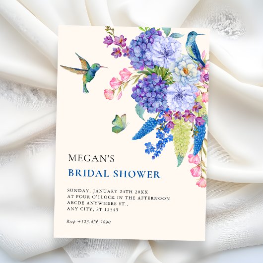 Aesthetic floral bird elegant bridal shower kaart