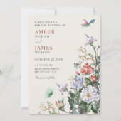 Aesthetic Floral bird wedding  Kaart (Achterkant)