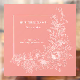 Aesthetic Floral Border Beauty Salon Peach Sign Raamsticker