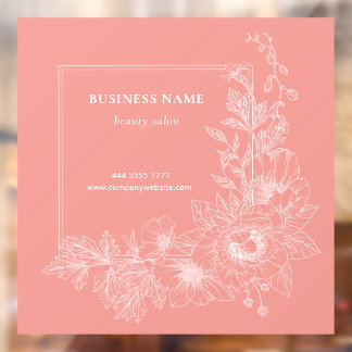 Aesthetic Floral Border Beauty Salon Peach Sign Raamsticker