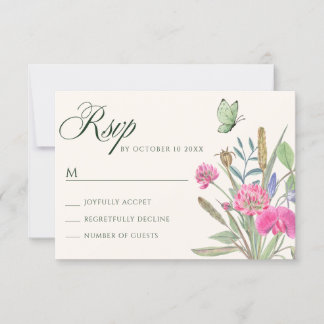 Aesthetic floral garden RSVP kaartje