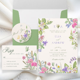 Aesthetic floral garden wedding kaart