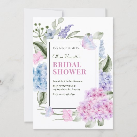 Aesthetic Floral hydrangea bridal shower Kaart (Voorkant)