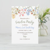 Aesthetic Garden Party Floral Birthday Invitation Kaart (Staand voorkant)