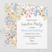 Aesthetic Garden Party Floral Birthday Invitation Kaart (Voorkant / Achterkant)