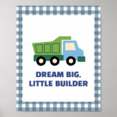 Aesthetic Gingham Border Construction Nursery Wall Poster (Voorkant)