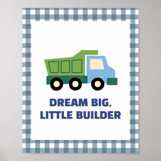 Aesthetic Gingham Border Construction Nursery Wall Poster (Voorkant)