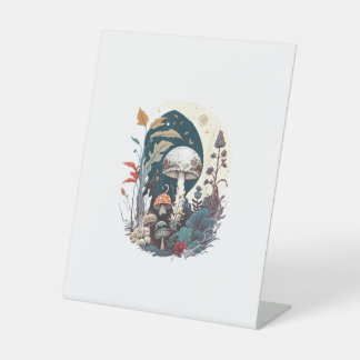 Aesthetic Goblincore And Cottagecore Mushroom Bota Reclamebord Met Voetstuk