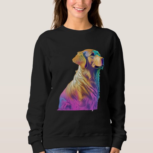 Aesthetic Golden Retriever Party with 80s Retrowav Trui (Voorkant)