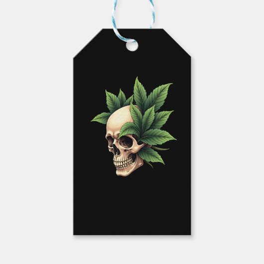 Aesthetic Goth Grunge Skull Tropical Monstera Leaf Cadeaulabel (Voorkant)