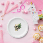 Aesthetic Goth Grunge Skull Tropical Monstera Leaf Papieren Bordje (Feest)