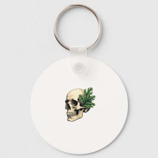 Aesthetic Goth Grunge Skull Tropical Monstera Leaf Sleutelhanger (Voorkant)