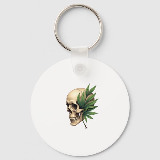 Aesthetic Goth Grunge Skull Tropical Monstera Leaf Sleutelhanger (Voorkant)