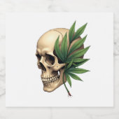 Aesthetic Goth Grunge Skull Tropical Monstera Leaf Sparkling Wijnetiket (Enkel label)