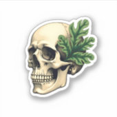 Aesthetic Goth Grunge Skull Tropical Monstera Leaf Sticker (Voorkant)
