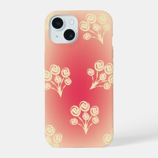 Aesthetic gradient with flowers iPhone 15 case (Achterkant)