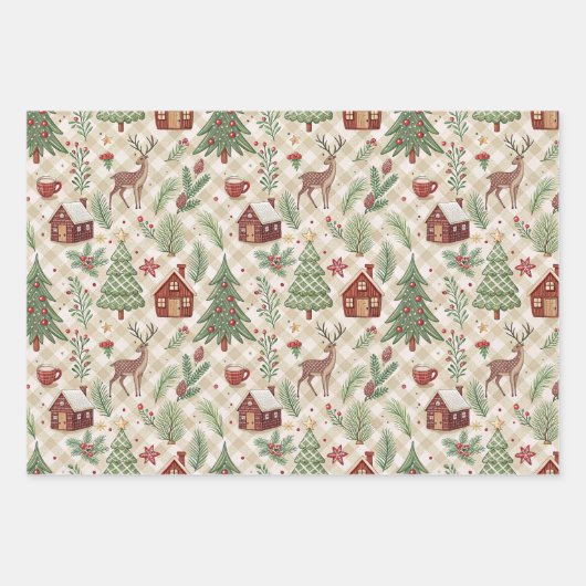 Aesthetic Holiday Checkered Wrapping Paper (Voorkant 2)