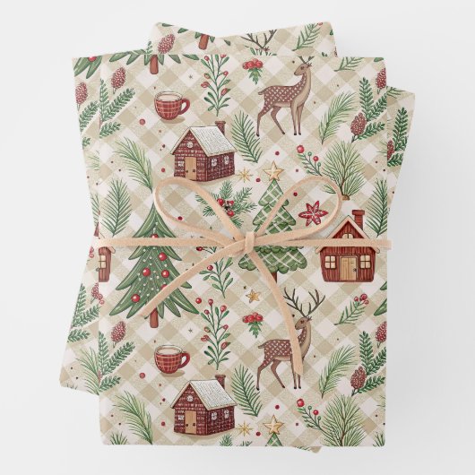 Aesthetic Holiday Checkered Wrapping Paper (In situ)