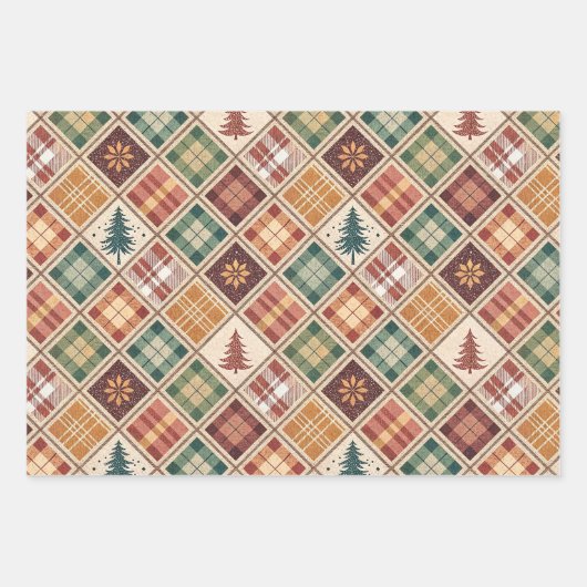 Aesthetic Holiday Checkered Wrapping Paper (Voorkant)