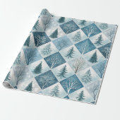 Aesthetic Holiday Checkered Wrapping Paper Cadeaupapier (Uitgerold)