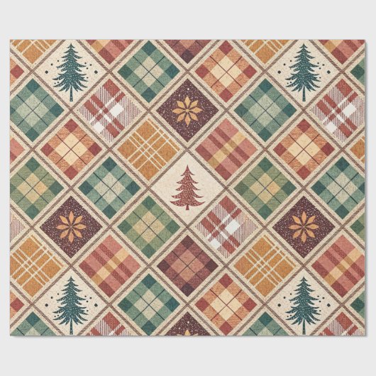 Aesthetic Holiday Checkered Wrapping Paper Cadeaupapier (Vlak)