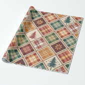 Aesthetic Holiday Checkered Wrapping Paper Cadeaupapier (Uitgerold)