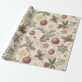 Aesthetic Holiday Checkered Wrapping Paper Cadeaupapier (Uitgerold)
