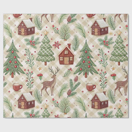 Aesthetic Holiday Checkered Wrapping Paper Cadeaupapier