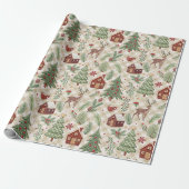 Aesthetic Holiday Checkered Wrapping Paper Cadeaupapier (Uitgerold)