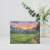 Aesthetic Japanese Summer Sunset Postcard Briefkaart (Staand voorkant)