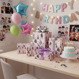Aesthetic K-Pop Idolen Silhouette Streetwear Cadeaupapier