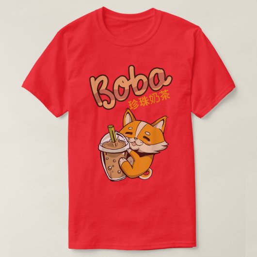 Aesthetic Kawaii Corgi Bubble Tea Funny Bobas Wels T-shirt (Design voorkant)
