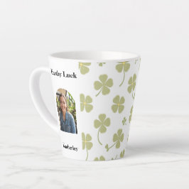 Aesthetic Lucky Charm Four Leaf Clover Custom Latte Mok