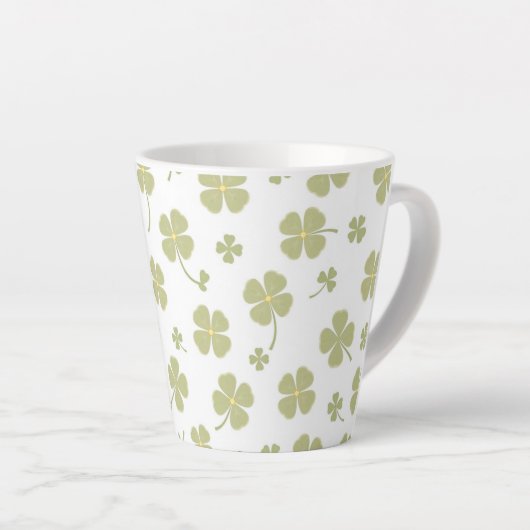 Aesthetic Lucky Charm Four Leaf Clover Custom Latte Mok (Rechterhoek)