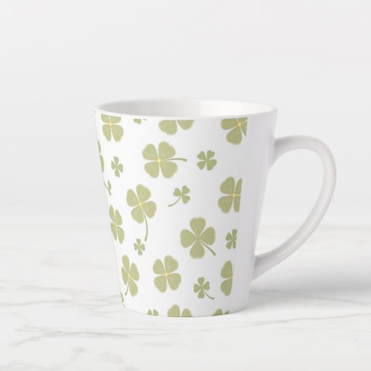 Aesthetic Lucky Charm Four Leaf Clover Custom Latte Mok (Rechts)