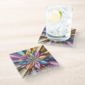 Aesthetic Metallic Polygonal Flower Glass Coaster Glazen Onderzetter (Schuin)
