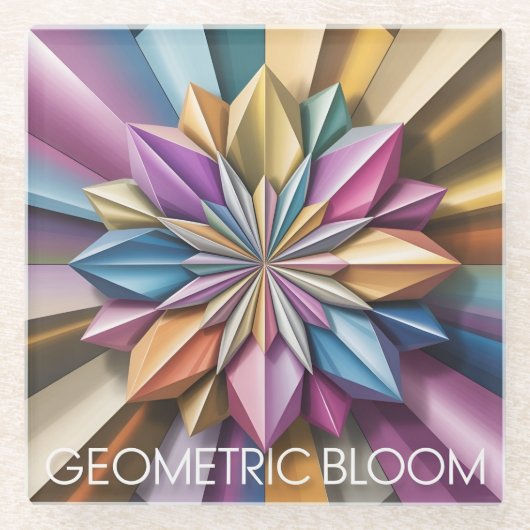 Aesthetic Metallic Polygonal Flower Glass Coaster Glazen Onderzetter (Voorkant)