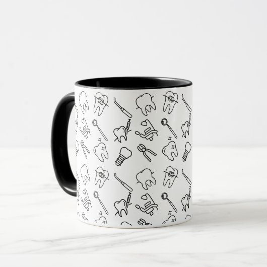 Aesthetic Minimalist Dental Icons Pattern Coffee  Mok (Voorkant links)