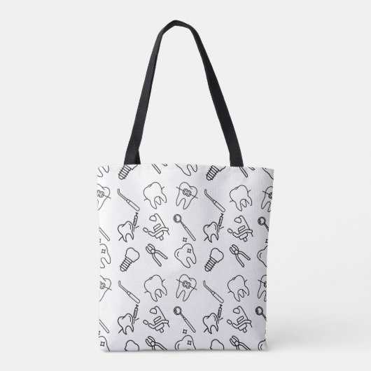 Aesthetic Minimalist Dental Icons Pattern Tote Bag (Achterkant)