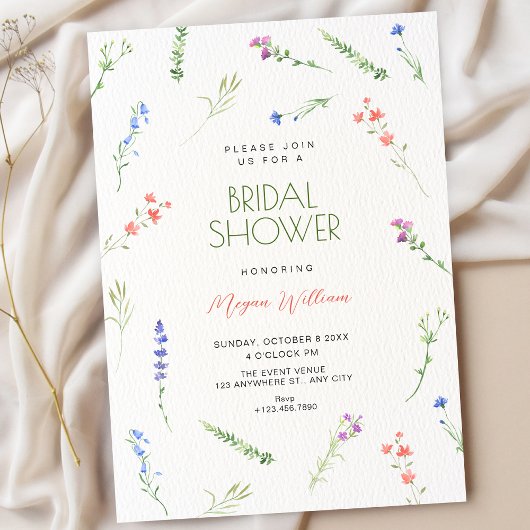 Aesthetic Minimalist falling flowers bridal shower Kaart