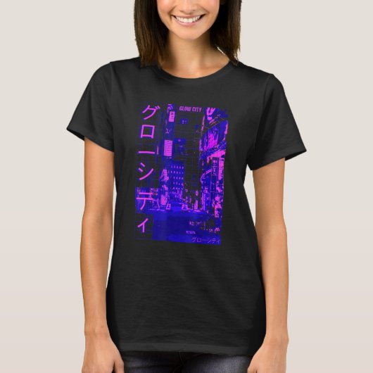Aesthetic Modern Style Japan Glow City Streets Lig T-shirt (Voorkant)