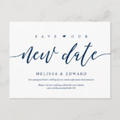 Aesthetic Navy Blue, Save our new date, postponed Briefkaart (Voorkant)