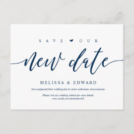Aesthetic Navy Blue, Save our new date, postponed Briefkaart