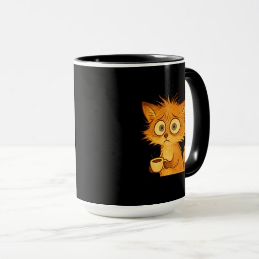 Aesthetic Overwhelmed Fox • Cute Chaos Coffee Mok (Voorkant rechts)