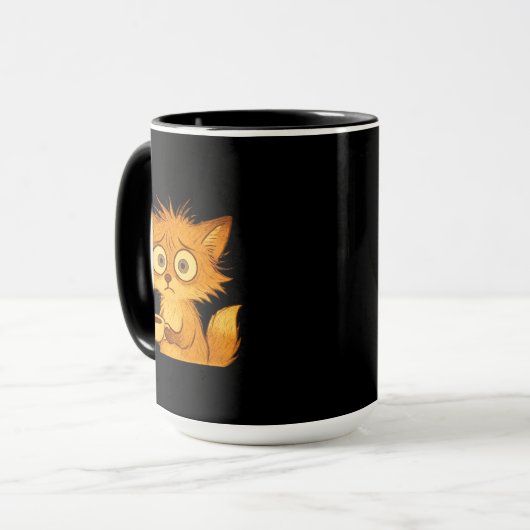 Aesthetic Overwhelmed Fox • Cute Chaos Coffee Mok (Voorkant links)