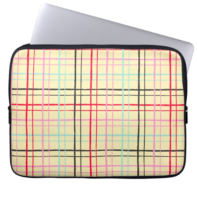 Aesthetic Pastel Hand Drawn Grid Retro Pop Laptop Sleeve (Voorkant)